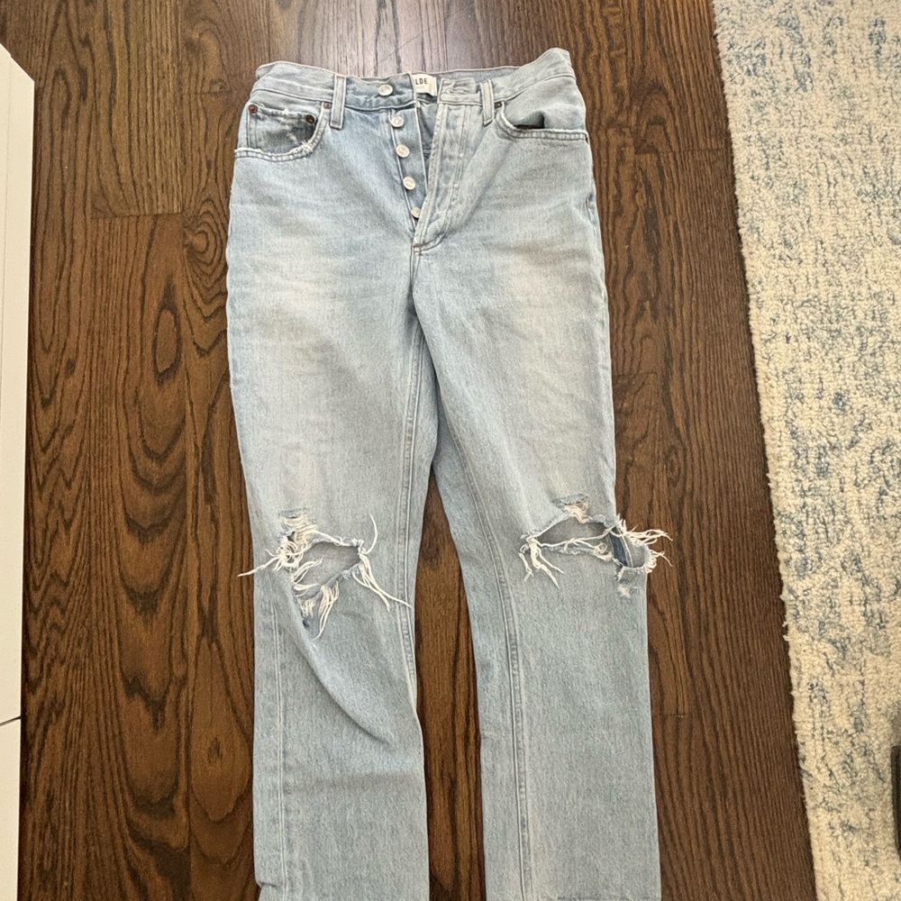 Agolde Blue High Rise Distressed Jeans